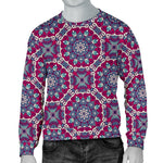 Magenta Mandala Bohemian Pattern Print Men's Crewneck Sweatshirt GearFrost