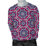 Magenta Mandala Bohemian Pattern Print Men's Crewneck Sweatshirt GearFrost