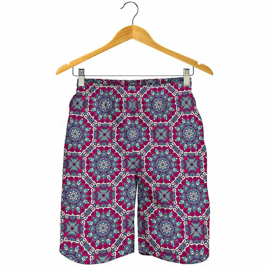 Magenta Mandala Bohemian Pattern Print Men's Shorts