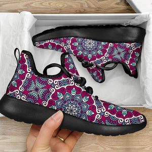 Magenta Mandala Bohemian Pattern Print Mesh Knit Shoes GearFrost