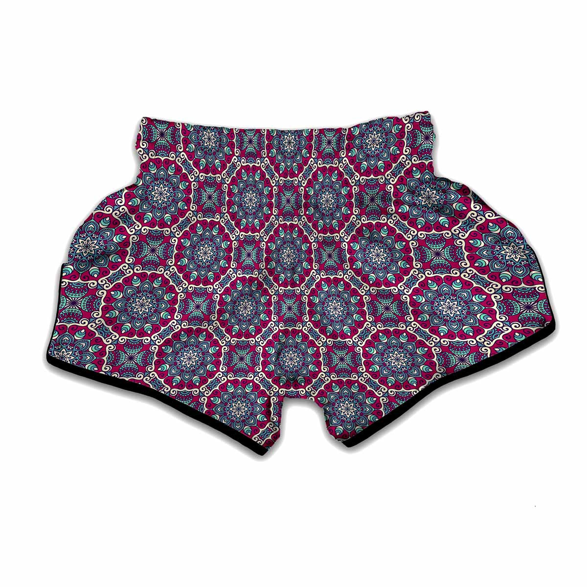 Magenta Mandala Bohemian Pattern Print Muay Thai Boxing Shorts