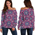 Magenta Mandala Bohemian Pattern Print Off The Shoulder Sweatshirt