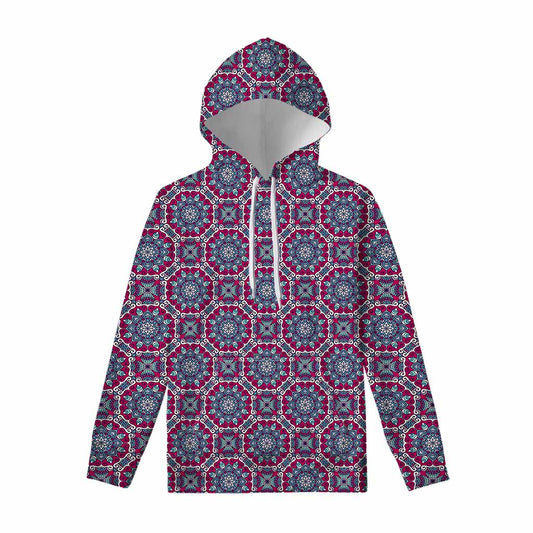 Magenta Mandala Bohemian Pattern Print Pullover Hoodie