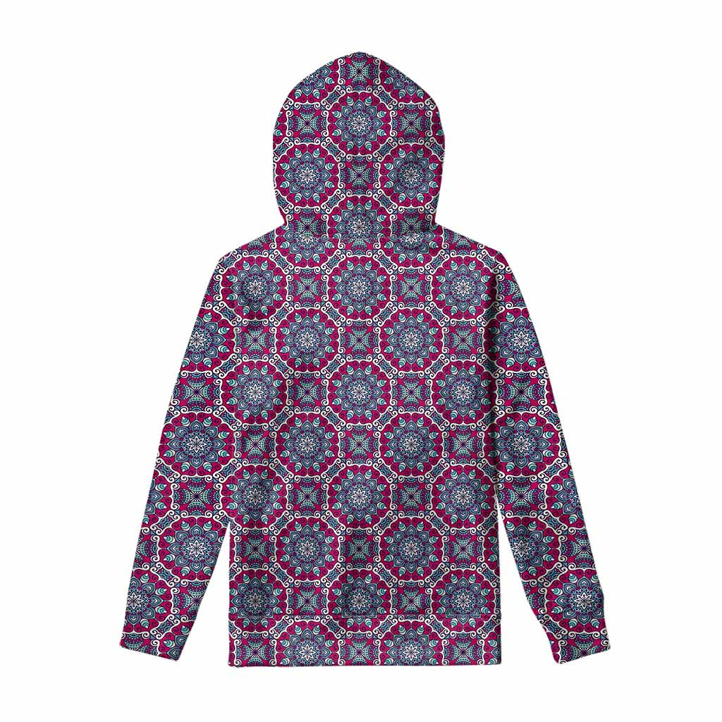 Magenta Mandala Bohemian Pattern Print Pullover Hoodie
