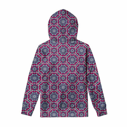 Magenta Mandala Bohemian Pattern Print Pullover Hoodie