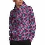 Magenta Mandala Bohemian Pattern Print Pullover Hoodie