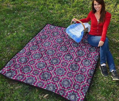 Magenta Mandala Bohemian Pattern Print Quilt