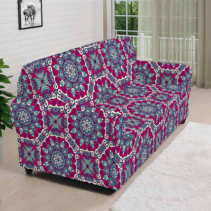 Magenta Mandala Bohemian Pattern Print Sofa Cover