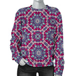 Magenta Mandala Bohemian Pattern Print Women's Crewneck Sweatshirt GearFrost