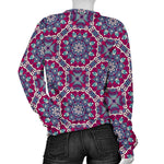 Magenta Mandala Bohemian Pattern Print Women's Crewneck Sweatshirt GearFrost