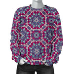Magenta Mandala Bohemian Pattern Print Women's Crewneck Sweatshirt GearFrost