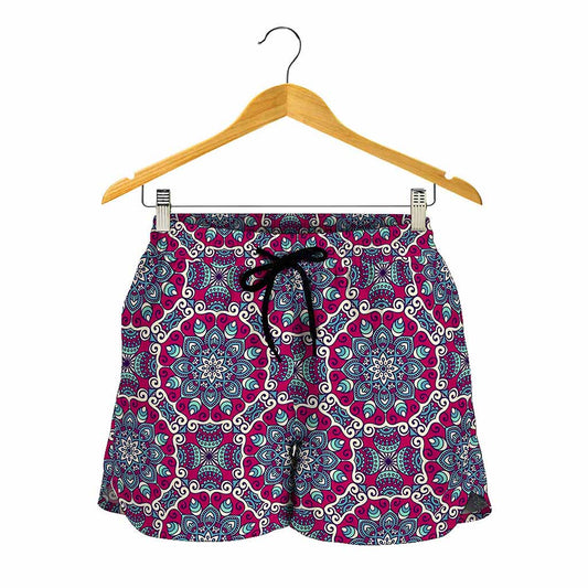 Magenta Mandala Bohemian Pattern Print Women's Shorts