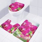 Magenta Orchid Flower Print 3 Piece Bath Mat Set