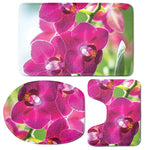 Magenta Orchid Flower Print 3 Piece Bath Mat Set