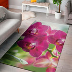 Magenta Orchid Flower Print Area Rug