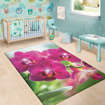 Magenta Orchid Flower Print Area Rug