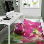 Magenta Orchid Flower Print Area Rug