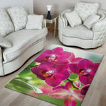 Magenta Orchid Flower Print Area Rug