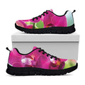 Magenta Orchid Flower Print Black Running Shoes
