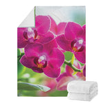 Magenta Orchid Flower Print Blanket