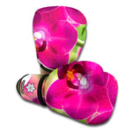Magenta Orchid Flower Print Boxing Gloves