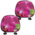 Magenta Orchid Flower Print Car Headrest Covers