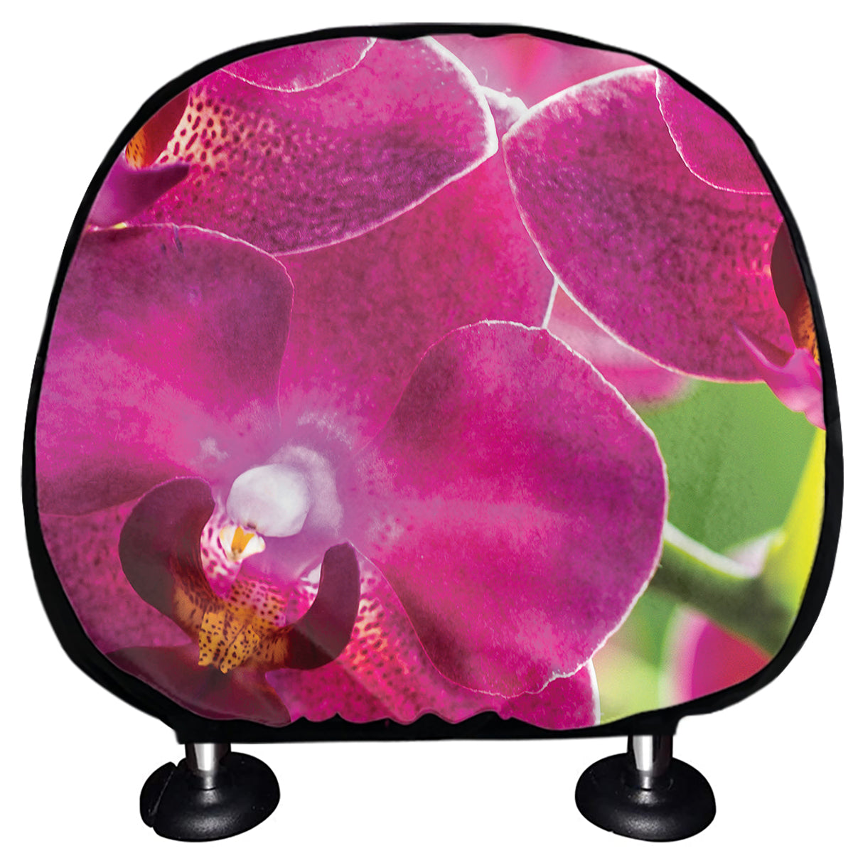 Magenta Orchid Flower Print Car Headrest Covers