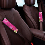 Magenta Orchid Flower Print Car Seat Belt Covers