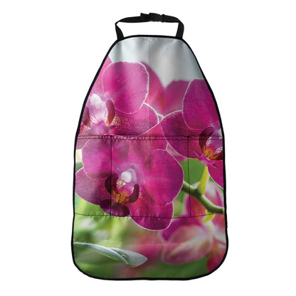 Magenta Orchid Flower Print Car Seat Organizers