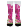Magenta Orchid Flower Print Crew Socks
