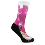 Magenta Orchid Flower Print Crew Socks