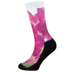 Magenta Orchid Flower Print Crew Socks