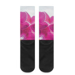 Magenta Orchid Flower Print Crew Socks