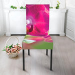 Magenta Orchid Flower Print Dining Chair Slipcover