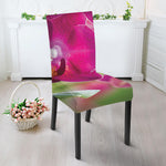Magenta Orchid Flower Print Dining Chair Slipcover