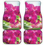 Magenta Orchid Flower Print Front and Back Car Floor Mats