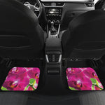 Magenta Orchid Flower Print Front and Back Car Floor Mats