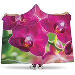 Magenta Orchid Flower Print Hooded Blanket