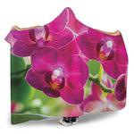 Magenta Orchid Flower Print Hooded Blanket