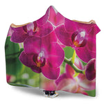 Magenta Orchid Flower Print Hooded Blanket
