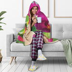 Magenta Orchid Flower Print Hooded Blanket