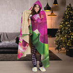 Magenta Orchid Flower Print Hooded Blanket