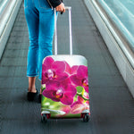 Magenta Orchid Flower Print Luggage Cover