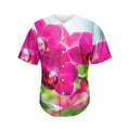 Magenta Orchid Flower Print Men's Baseball Jersey