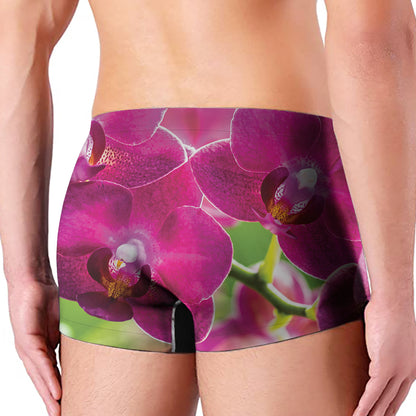 Magenta Orchid Flower Print Men's Boxer Briefs