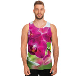 Magenta Orchid Flower Print Men's Tank Top