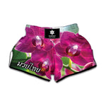 Magenta Orchid Flower Print Muay Thai Boxing Shorts