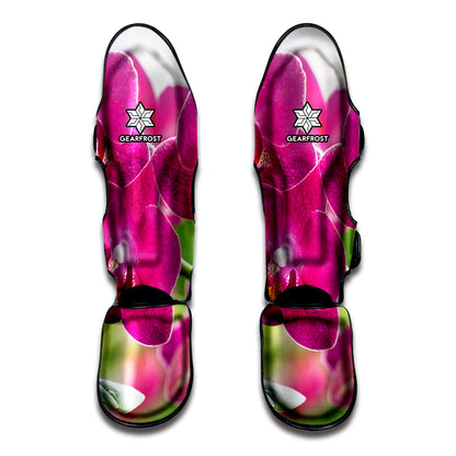 Magenta Orchid Flower Print Muay Thai Shin Guard