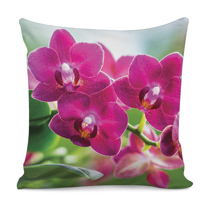 Magenta Orchid Flower Print Pillow Cover