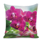 Magenta Orchid Flower Print Pillow Cover